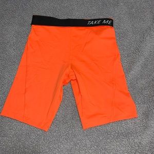 Orange biker shorts